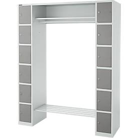 Schäfer Shop Select Schließfachgarderobe, mit Hutablage & Kleiderstange, 2 x 6 Fächer, B 1735 x T 500 x H 1950 mm, lichtgrau/platingrau