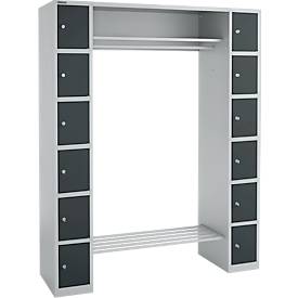 Schäfer Shop Select Schließfachgarderobe, mit Hutablage & Kleiderstange, 2 x 6 Fächer, B 1735 x T 500 x H 1950 mm, weißalu/anthrazitgrau