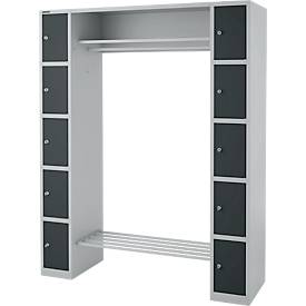 Schäfer Shop Select Schließfachgarderobe, mit Hutablage & Kleiderstange, B 1565 x T 500 x H 1950 mm, weißalu/anthrazitgrau 