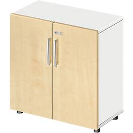 Schäfer Shop Select Schrank LOGIN, 2 Ordnerhöhen, B 800 x T 420 x H 788 mm, weiß/Ahorn Dekor