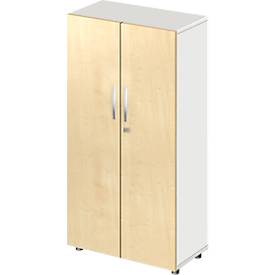 Schäfer Shop Select Schrank LOGIN, 4 Ordnerhöhen, B 800 x T 420 x H 1514 mm, weiß/Ahorn Dekor