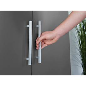 Schäfer Shop Select Schrank SET UP, 2 OH, abschließbar, B 800 x T 420 x H 744 mm, weiß/weiß 