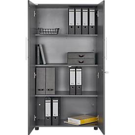 Schäfer Shop Select Schrank SET UP, 4 OH, abschließbar, B 800 x T 420 x H 1470 mm, graphit/graphit 