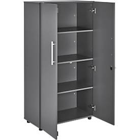 Schäfer Shop Select Schrank SET UP, 4 OH, abschließbar, B 800 x T 420 x H 1470 mm, graphit/graphit 