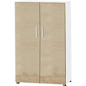 Schäfer Shop Select Schrank SET UP, 4 OH, abschließbar, B 800 x T 420 x H 1514 mm, weiß/Wildeiche