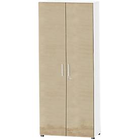 Schäfer Shop Select Schrank SET UP, 6 OH, abschließbar, B 800 x T 420 x H 2196 mm, weiß/eiche 