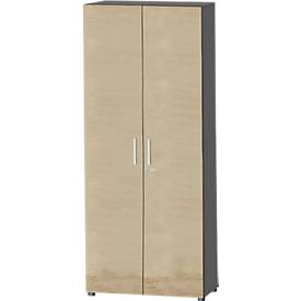 Schäfer Shop Select Schrank SET UP, 6 OH, abschließbar, B 800 x T 420 x H 2240 mm, graphit/Wildeiche