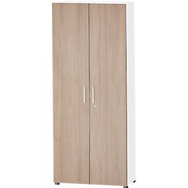 Schäfer Shop Select Schrank SET UP, 6 OH, abschließbar, B 800 x T 420 x H 2240 mm, weiß/eiche