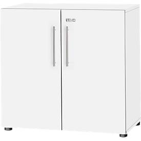 Schäfer Shop Select Schrank Start Off, 2 OH, abschließbar, B 800 x T 420 x H 744 mm, Holz, weiß/weiß 