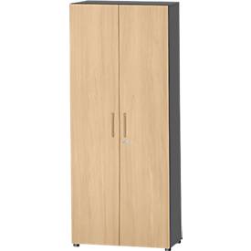 Schäfer Shop Select Schrank Start Off, 6 OH, abschließbar, B 800 x T 420 x H 2196 mm, Holz, graphit/ahorn 