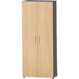 Schäfer Shop Select Schrank Start Off, 6 OH, abschließbar, B 800 x T 420 x H 2240 mm, Holz, graphit/ahorn