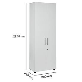 Schäfer Shop Select Schrank Start Off, 6 OH, abschließbar, B 800 x T 420 x H 2240 mm, Holz, lichtgrau/lichtgrau