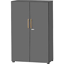 Schäfer Shop Select Schrank Start Off Wood, 4 OH, abschließbar, B 800 x T 420 x H 1514 mm, Holz, graphit