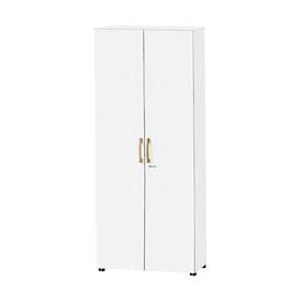 Schäfer Shop Select Schrank Start Off Wood, 6 OH, abschließbar, B 800 x T 420 x H 2240 mm, Holz, weiß