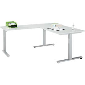 Schäfer Shop Select Schreibtisch + Anbautisch Start Off, T-Fuß, Rechteck, lichtgrau