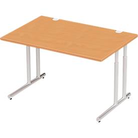 Schäfer Shop Select Schreibtisch COMBITEC, Rechteck, C-Fuß, B 1200 x T 800 x H 677-817 mm, Buche/weißaluminium