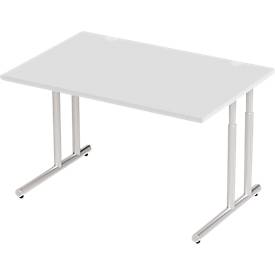 Schäfer Shop Select Schreibtisch COMBITEC, Rechteck, C-Fuß, B 1200 x T 800 x H 677-817 mm, lichtgrau/weißaluminium