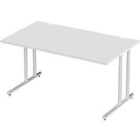 Schäfer Shop Select Schreibtisch COMBITEC, Rechteck, C-Fuß, B 1600 x T 800 x H 677-817 mm, lichtgrau/weißaluminium