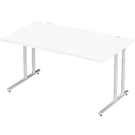 Schäfer Shop Select Schreibtisch COMBITEC, Rechteck, C-Fuß, B 1600 x T 800 x H 677-817 mm, weiß/weißaluminium