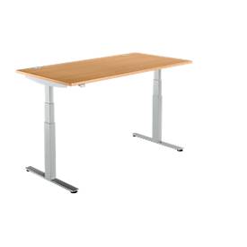 Schäfer Shop Select Schreibtisch DRIVE UP 2, elektrisch höhenverstellbar, Rechteck, T-Fuß, B 1600 x T 800 x H 630-1290 mm, Buche/weißaluminium