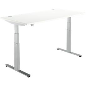 Schäfer Shop Select Schreibtisch DRIVE UP 2, elektrisch höhenverstellbar, Rechteck, T-Fuß, B 1600 x T 800 x H 630-1290 mm, weiß/weißaluminium