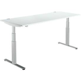Schäfer Shop Select Schreibtisch DRIVE UP 2, elektrisch höhenverstellbar, Rechteck, T-Fuß, B 1800 x T 800 x H 630-1290 mm, lichtgrau/weißaluminium