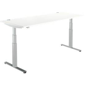 Schäfer Shop Select Schreibtisch DRIVE UP 2, elektrisch höhenverstellbar, Rechteck, T-Fuß, B 1800 x T 800 x H 630-1290 mm, weiß/weißaluminium