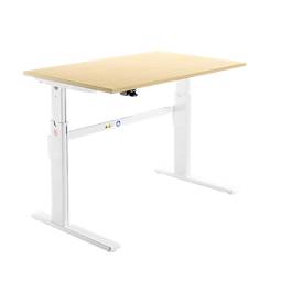 Schäfer Shop Select Schreibtisch, elektrisch höhenverstellbar, Rechteck, C-Fuß, B 1200 x T 800 x H 725-1185 mm, Ahorn/weiß 