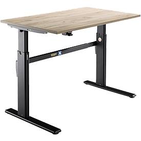 Schäfer Shop Select Schreibtisch, elektrisch höhenverstellbar, Rechteck, C-Fuß, B 1200 x T 800 x H 725-1185 mm, Eiche/schwarz 