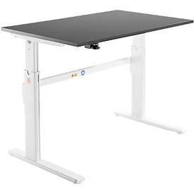 Schäfer Shop Select Schreibtisch, elektrisch höhenverstellbar, Rechteck, C-Fuß, B 1200 x T 800 x H 725-1185 mm, graphit/weiß 