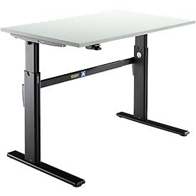 Schäfer Shop Select Schreibtisch, elektrisch höhenverstellbar, Rechteck, C-Fuß, B 1200 x T 800 x H 725-1185 mm, lichtgrau/schwarz