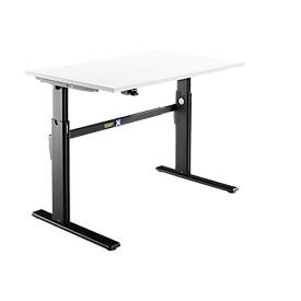 Schäfer Shop Select Schreibtisch, elektrisch höhenverstellbar, Rechteck, C-Fuß, B 1200 x T 800 x H 725-1185 mm, weiß/schwarz