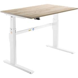 Schäfer Shop Select Schreibtisch, elektrisch höhenverstellbar, Rechteck, C-Fuß, B 1200 x T 800 x H 725-1185 mm, Wildeiche/weiß