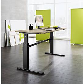 Schäfer Shop Select Schreibtisch, elektrisch höhenverstellbar, Rechteck, C-Fuß, B 1600 x T 800 x H 725-1185 mm, Eiche/schwarz 