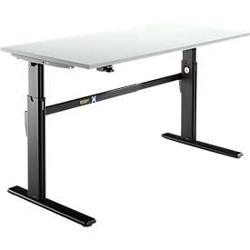 Schäfer Shop Select Schreibtisch, elektrisch höhenverstellbar, Rechteck, C-Fuß, B 1600 x T 800 x H 725-1185 mm, lichtgrau/schwarz 
