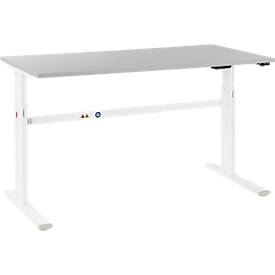 Schäfer Shop Select Schreibtisch, elektrisch höhenverstellbar, Rechteck, C-Fuß, B 1600 x T 800 x H 725-1185 mm, lichtgrau/weiß 