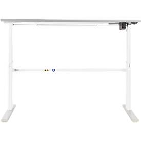 Schäfer Shop Select Schreibtisch, elektrisch höhenverstellbar, Rechteck, C-Fuß, B 1600 x T 800 x H 725-1185 mm, lichtgrau/weiß 