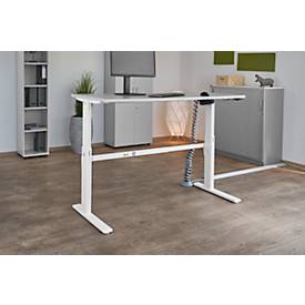 Schäfer Shop Select Schreibtisch, elektrisch höhenverstellbar, Rechteck, C-Fuß, B 1600 x T 800 x H 725-1185 mm, lichtgrau/weiß