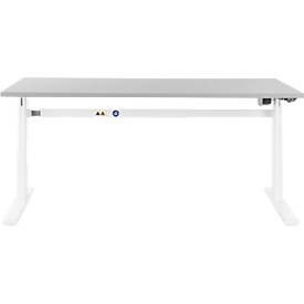 Schäfer Shop Select Schreibtisch, elektrisch höhenverstellbar, Rechteck, C-Fuß, B 1600 x T 800 x H 725-1185 mm, lichtgrau/weiß