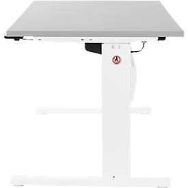 Schäfer Shop Select Schreibtisch, elektrisch höhenverstellbar, Rechteck, C-Fuß, B 1600 x T 800 x H 725-1185 mm, lichtgrau/weiß