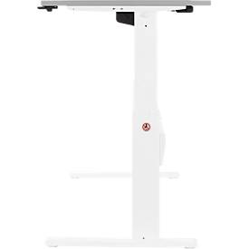 Schäfer Shop Select Schreibtisch, elektrisch höhenverstellbar, Rechteck, C-Fuß, B 1600 x T 800 x H 725-1185 mm, lichtgrau/weiß