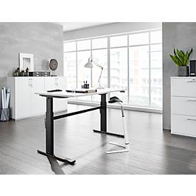 Schäfer Shop Select Schreibtisch, elektrisch höhenverstellbar, Rechteck, C-Fuß, B 1600 x T 800 x H 725-1185 mm, weiß/schwarz