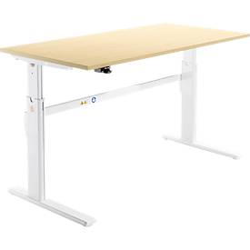 Schäfer Shop Select Schreibtisch, elektrisch höhenverstellbar, Rechteck, C-Fuß, B 1800 x T 800 x H 725-1185 mm, Ahorn/weiß
