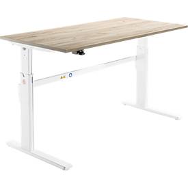 Schäfer Shop Select Schreibtisch, elektrisch höhenverstellbar, Rechteck, C-Fuß, B 1800 x T 800 x H 725-1185 mm, Eiche/weiß 