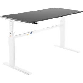 Schäfer Shop Select Schreibtisch, elektrisch höhenverstellbar, Rechteck, C-Fuß, B 1800 x T 800 x H 725-1185 mm, graphit/weiß