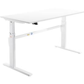 Schäfer Shop Select Schreibtisch, elektrisch höhenverstellbar, Rechteck, C-Fuß, B 1800 x T 800 x H 725-1185 mm, weiß 