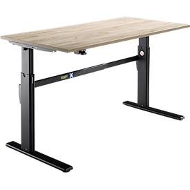Schäfer Shop Select Schreibtisch, elektrisch höhenverstellbar, Rechteck, C-Fuß, B 1800 x T 800 x H 725-1185 mm, Wildeiche/schwarz