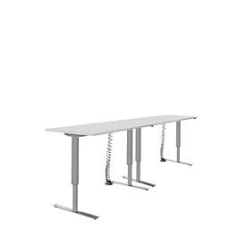 Schäfer Shop Select Schreibtisch, elektrisch höhenverstellbar, Rechteck, T-Fuß, B 1600 x T 800 x H 705-1205 mm, lichtgrau/weißaluminium 