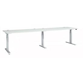 Schäfer Shop Select Schreibtisch ERGO-T 2.0 Big, elektr. höhenverstellbar, Rechteck, T-Fuß, B 3200 x T 800 x H 640-1300 mm, lichtgrau/weißalu