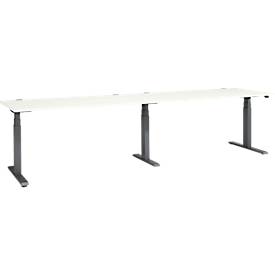 Schäfer Shop Select Schreibtisch ERGO-T 2.0 Big, elektr. höhenverstellbar, Rechteck, T-Fuß, B 3200 x T 800 x H 640-1300 mm, weiß/anthrazit